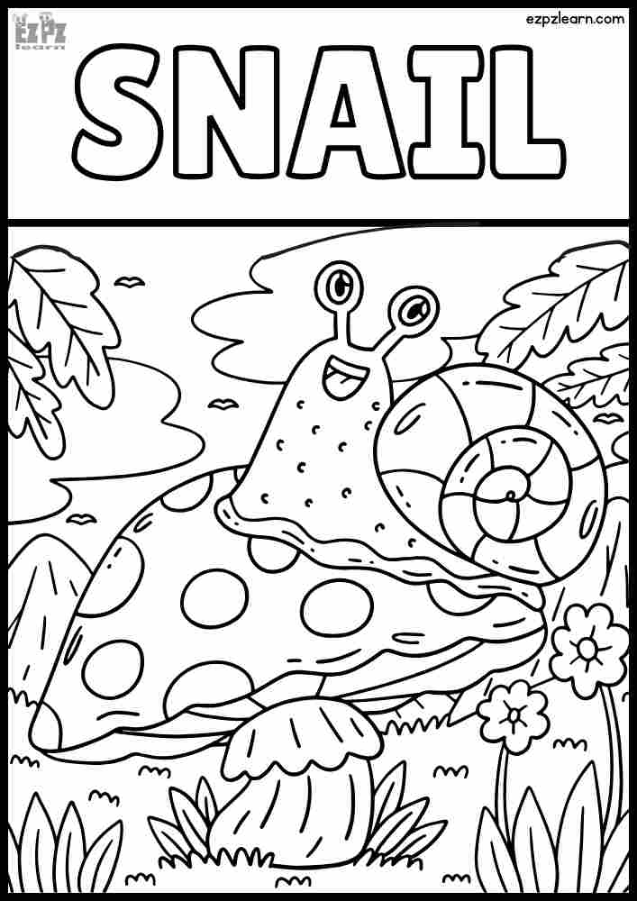 Free snail interactive coloring page color online, then download or print for a fun garden or nature-themed activity.